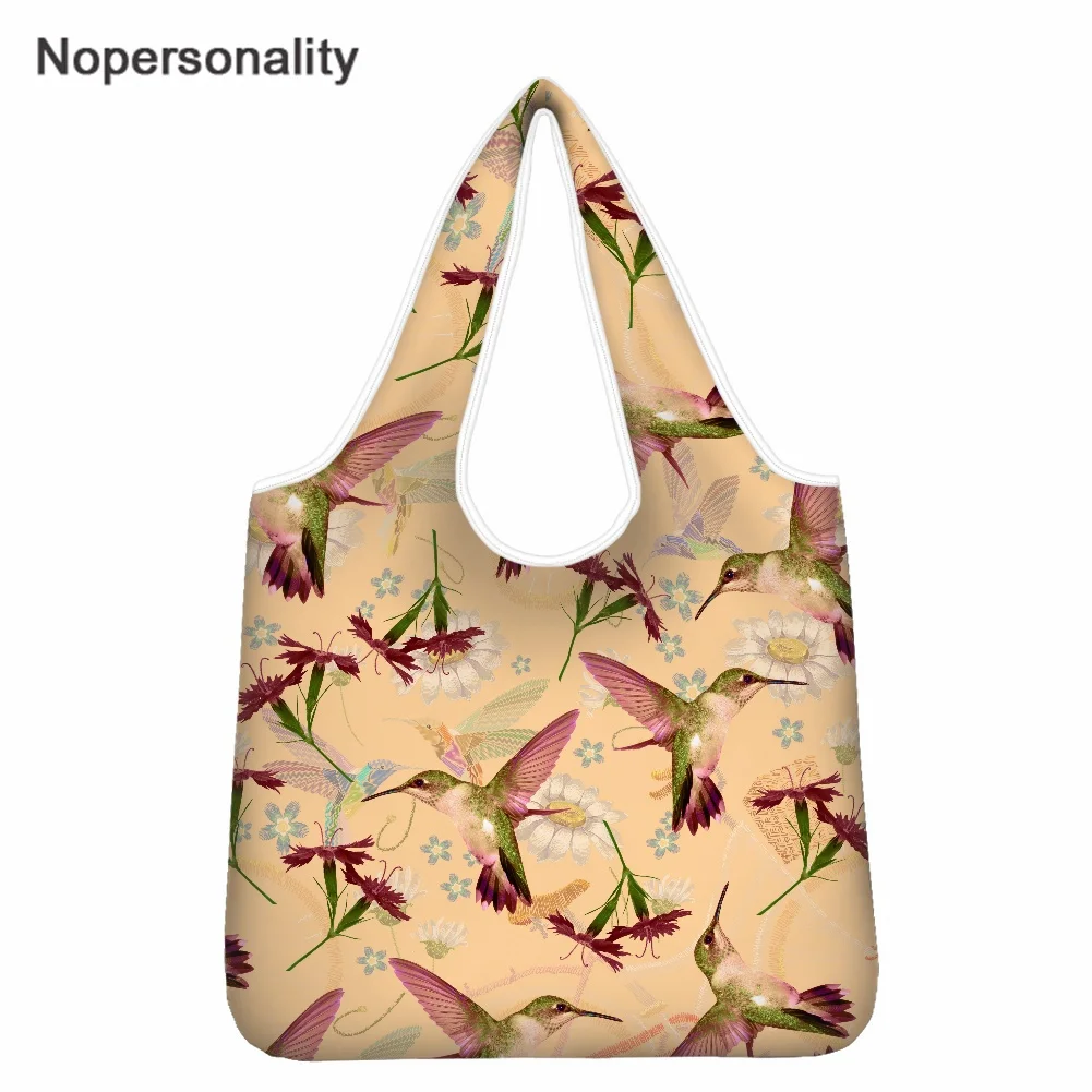 

Полиэстеровая сумка для покупок, складная сумка эко-сумка для покупок с цветочным принтом и Колибри, большая сумка-тоут для покупок, органай...