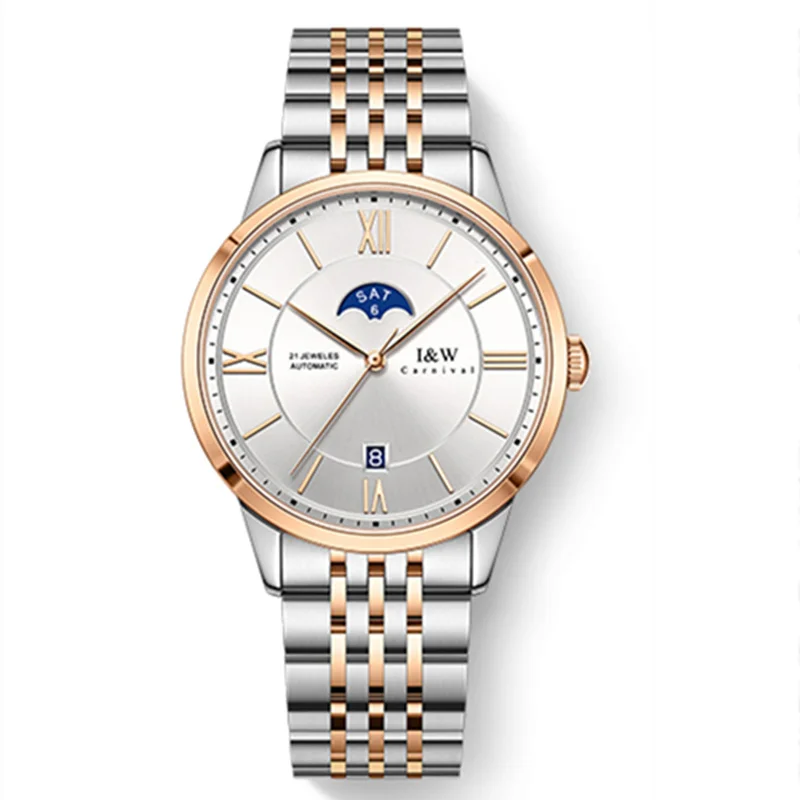 

Switzerland Carnival Automatic MIYOTA Sapphire watch for men Moon phase GMT Mechanical Gold Men's watches reloj hombre montre