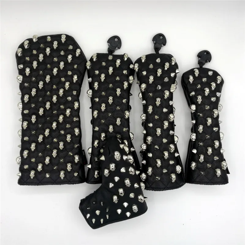 Чехлы для гольфа премиум-класса с серебряным черепом и заклепками 2 цвета | Спорт