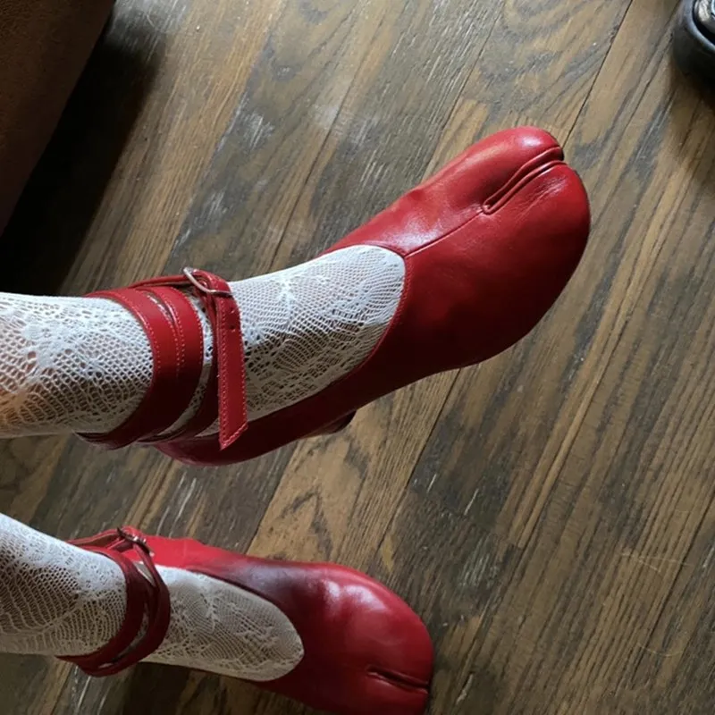 Роскошные Дизайнерские Разделение носок Женские туфли для подиума Вечерние