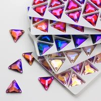 triangle colored glass crystal flat bottom triangle with rhinestone ab color sewn on the dress diy clothing accessories craft