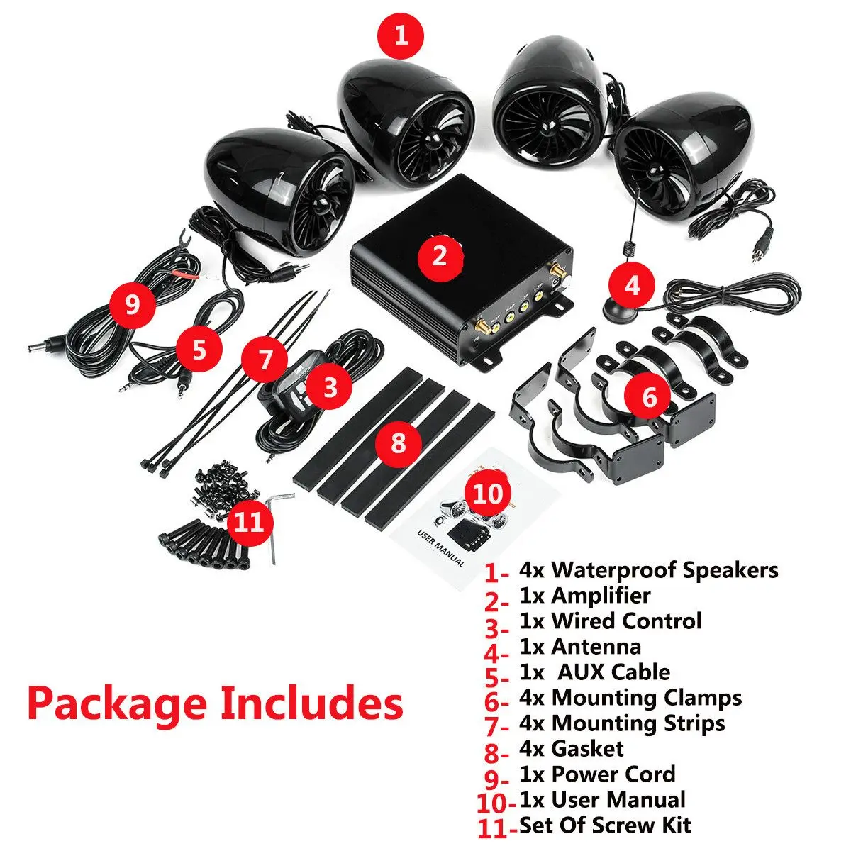 1000 Вт аудио ATV UTV Музыка MP3 4-канальный усилитель колонки Bluetooth AUX FM радио SD карта USB