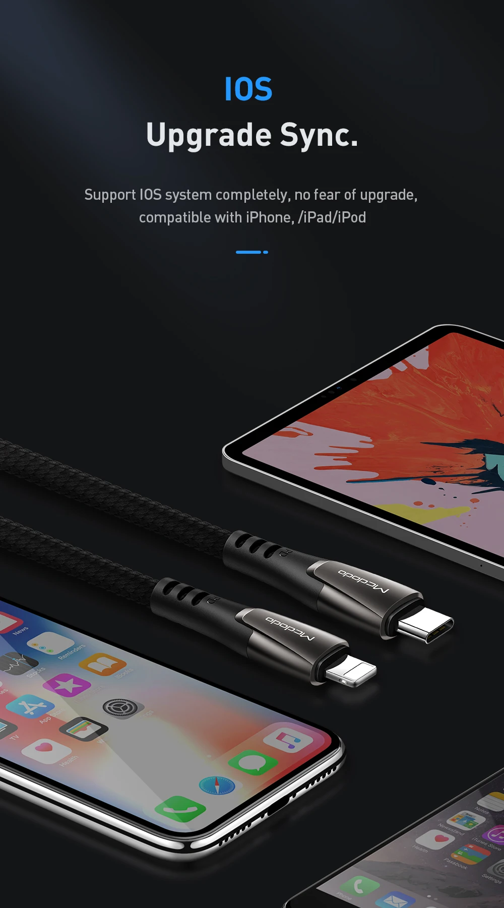 Mcdodo USB-C PD 18W кабель для быстрой зарядки type C для зарядного устройства lightning USB C для iPhone XR XS Max 8 Plus iPad Pro Кабель