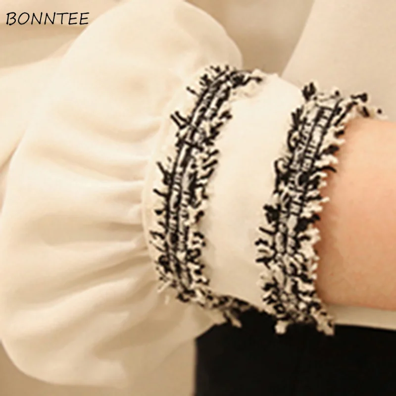 Рубашка женская зимняя утепленная Вельветовая с воротником-стойкой из шифона