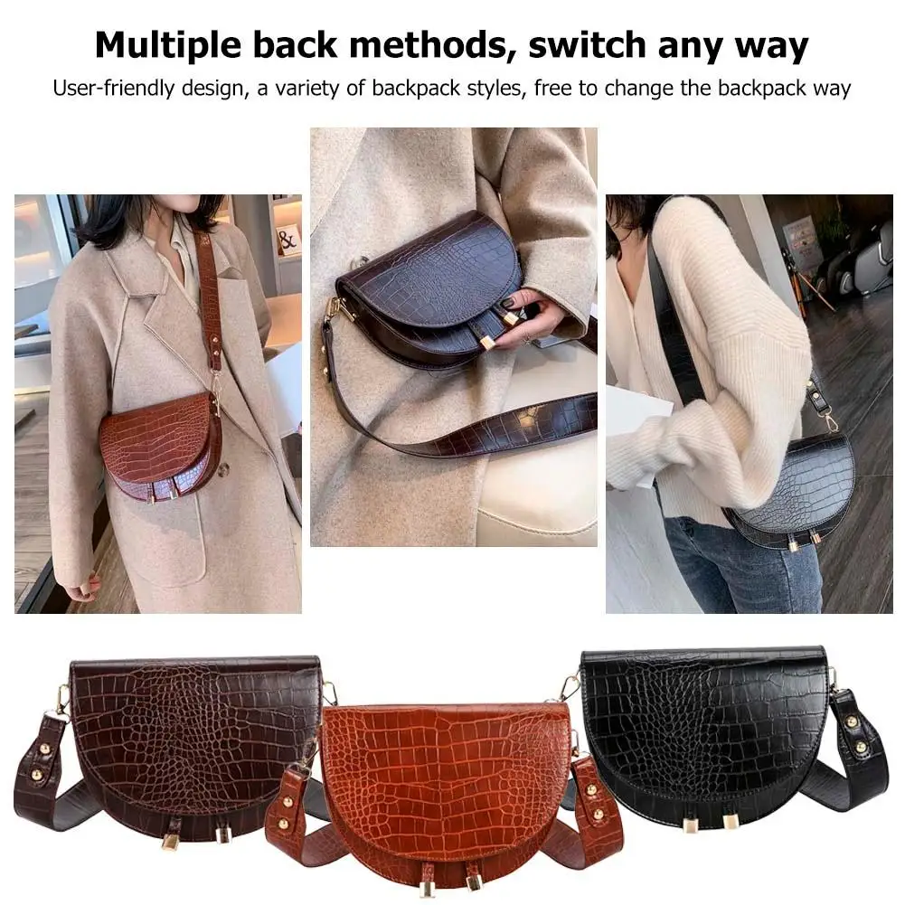 Женские сумки через плечо в стиле ретро полукруглая однотонная сумка мессенджер