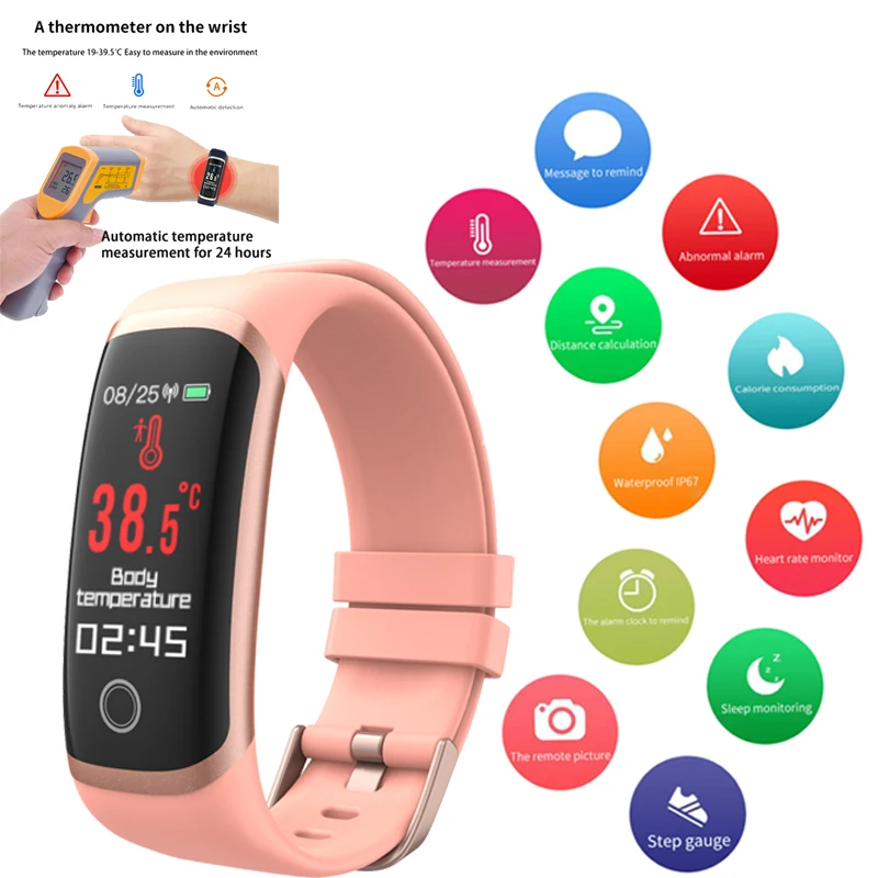 Новые водонепроницаемые Смарт часы T4 умный браслет с температурой ремешок смарт