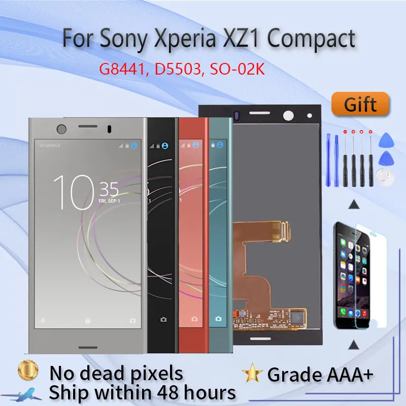 

ЖК-дисплей для Sony Xperia XZ1 компактный сменный экран G8441 D5503 SO-02K сенсорный ЖК-дисплей в сборе с деталями Черный Синий Серебристый