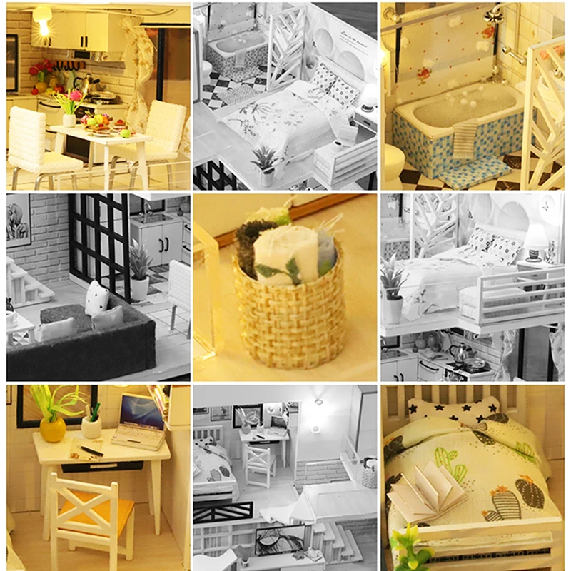 Кукольный дом мебель деревянный миниатюрный DIY комплект С Пылезащитным покрытием музыкальная шкатулка собрать ремесла игрушка лучший подарок на день рождения для детей девочка