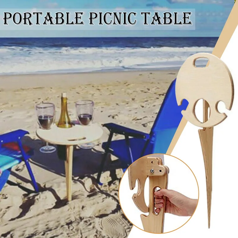 

Foldable Outdoor Wine Table With Round Desktop Mini Portable Folding Wine Table For Outdoor Garden Travel Beach Garden Furniture