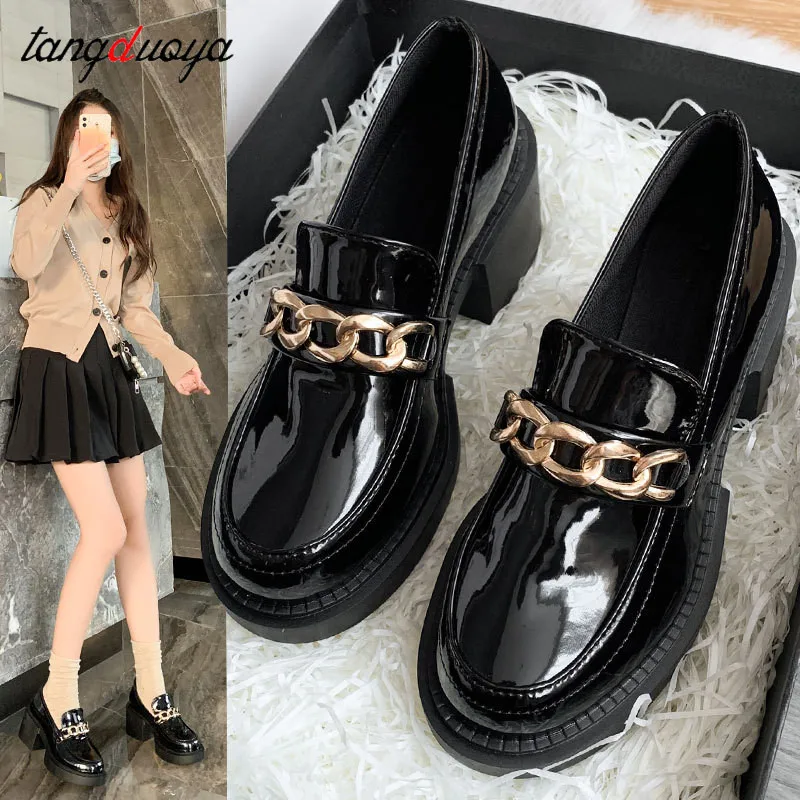 

Women Platform Shoes Hidden Height Heels Women's Casual Loafers for spring Metal Decoration Heels Dress Shoes Mary Jane Shoes