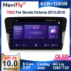 Новинка! 7862 6 ГБ + 128 Гб 8-ядерный QLED 1280*720 DSP Android 10,0 Автомобильный навигатор GPS радио плеер для Skoda Octavia 3 A7 2013 2018