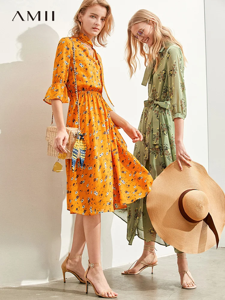 Женское шифоновое платье Amii элегантное с цветочным рисунком и v образным вырезом