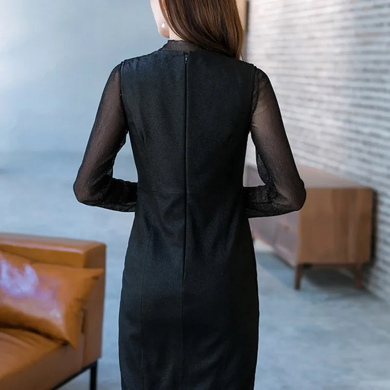 

Sexy Lace V-Neck 100% Real Leather Dress Women Chic Irregular Split Sleeveless Dress Female Streetwear Office A Word Vestidos