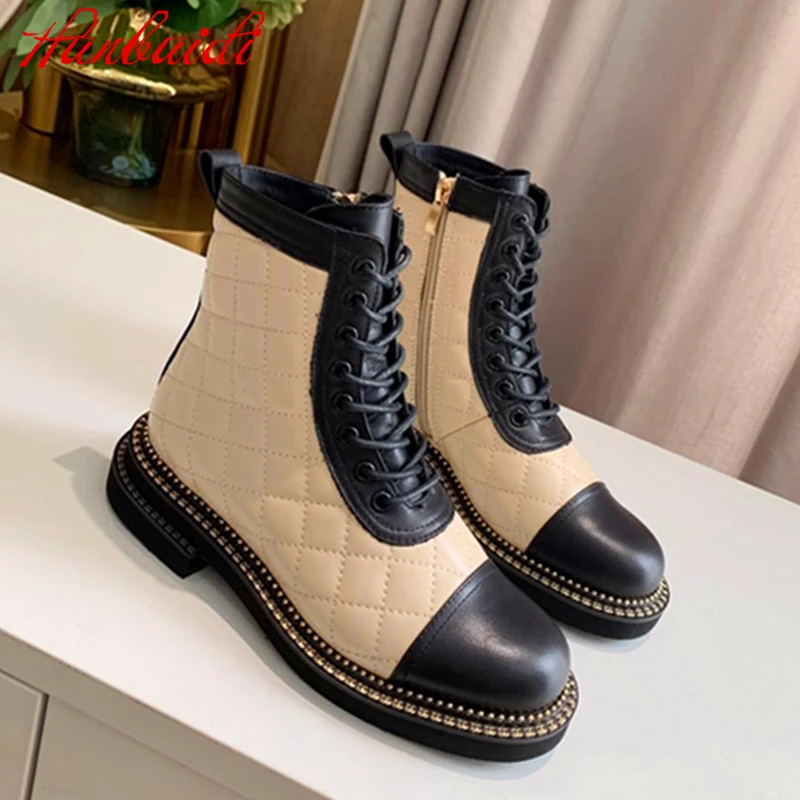 

Mental Chian Rivets Women Ankle Boots Winter Warm Ankle Chelsea Boots Woman Shoes Mixed Color Beads Short Boots Ladies Footwear