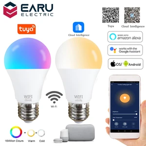 С регулируемой яркостью 15W WiFi умный светильник лампочка B22 E27 цветная (RGB) Светодиодная лампа работа с AlexaGoogle Home RGB + белый с регулируемой яркостью таймер Функция волшебный шарик