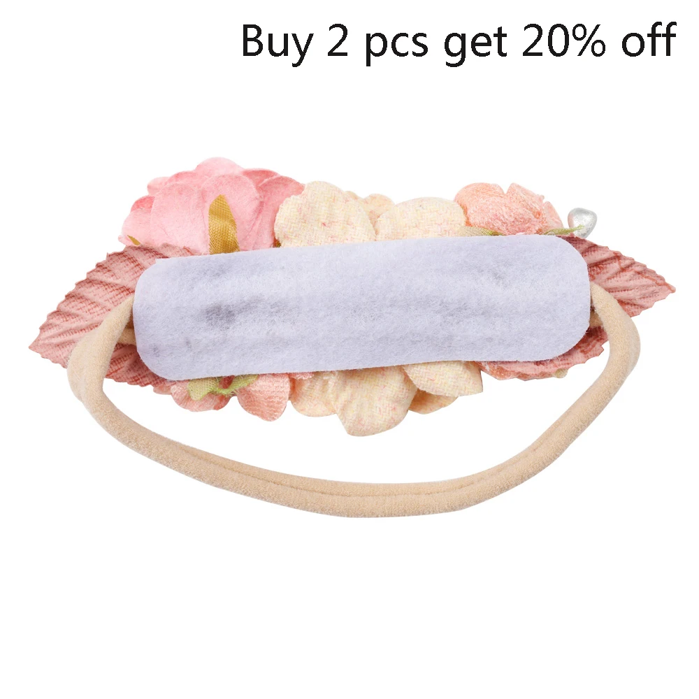 IBOWS Hair Accessories Lovely Baby Headband Fake Flower Nylon Hair Bands For Kids Artificial Floral Elastic Head Bands Headwear