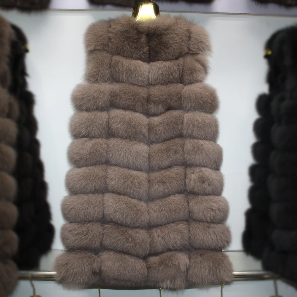 Зимняя меховая жилетка из натурального Лисьего меха длинный стильный уличный