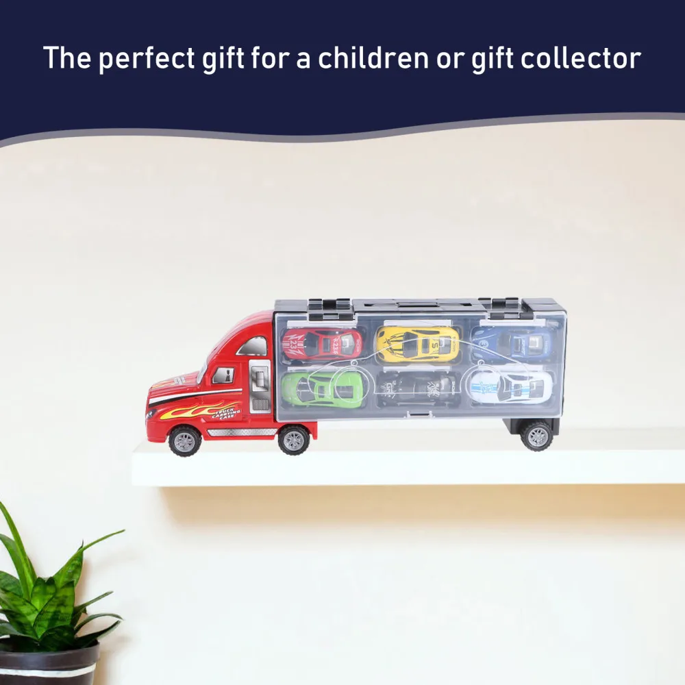 

Kids Boys Car Model Inertia Portable Transport Truck Engineering Vehicle Model Alloy Metal Flatbed Trailer Trucks Toys