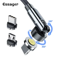essager 540 rotate magnetic cable 3a fast charging magnet charger for iphone xiaomi mobile phone micro usb type c data wire cord