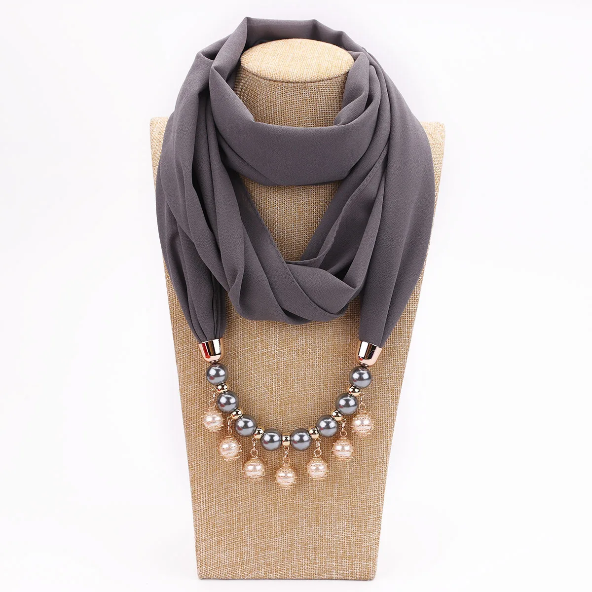 

women solid chiffon scarf Statement Necklace Pendant Scarf Women Boho Neckerchief Foulard Femme Accessories Hijab scarf
