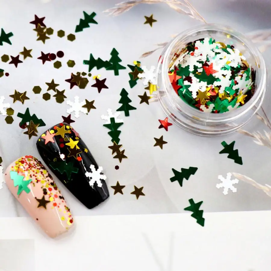 6 шт Блестки для нейл Арта (искусство украшения ногтей) звезда снежинка ногтей