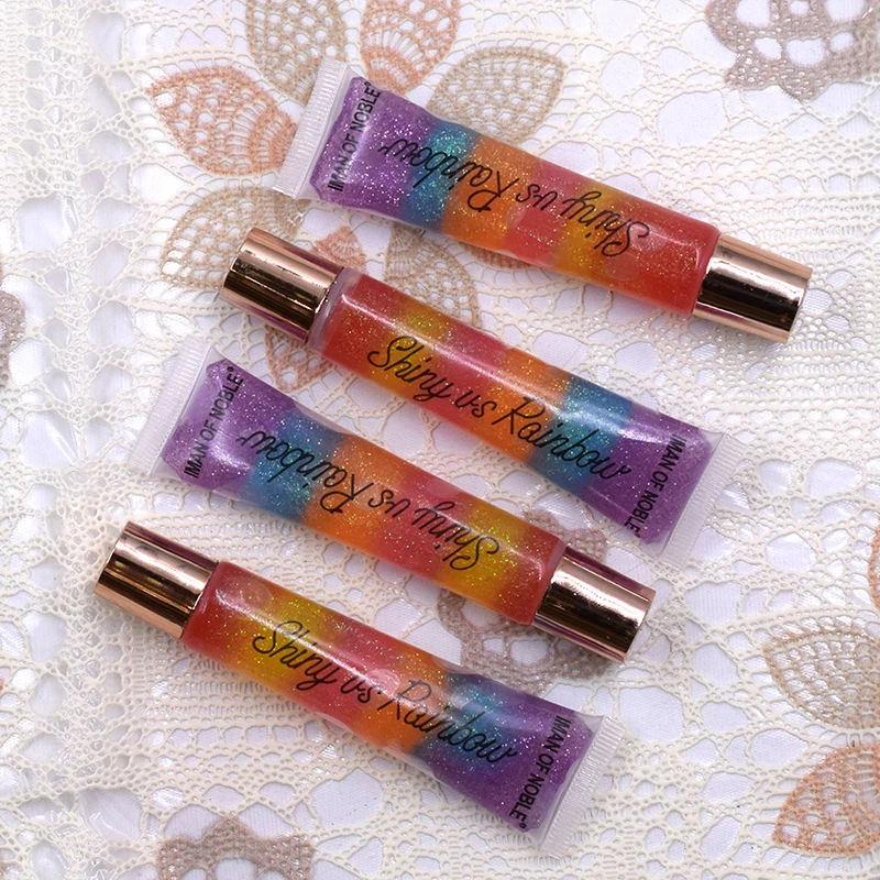 1pc Rainbow Lip Oil Portable Candy Color Plus Peach Heart Love Hose Transparent Colorless Moisturizing Nutritious Gloss | Красота и