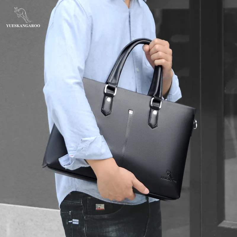 Men's Leather Briefcase Large Handbags Crossbody Shoulder Bags for Man Luxury Business Tote Messenger Bags Laptop Computer Bag