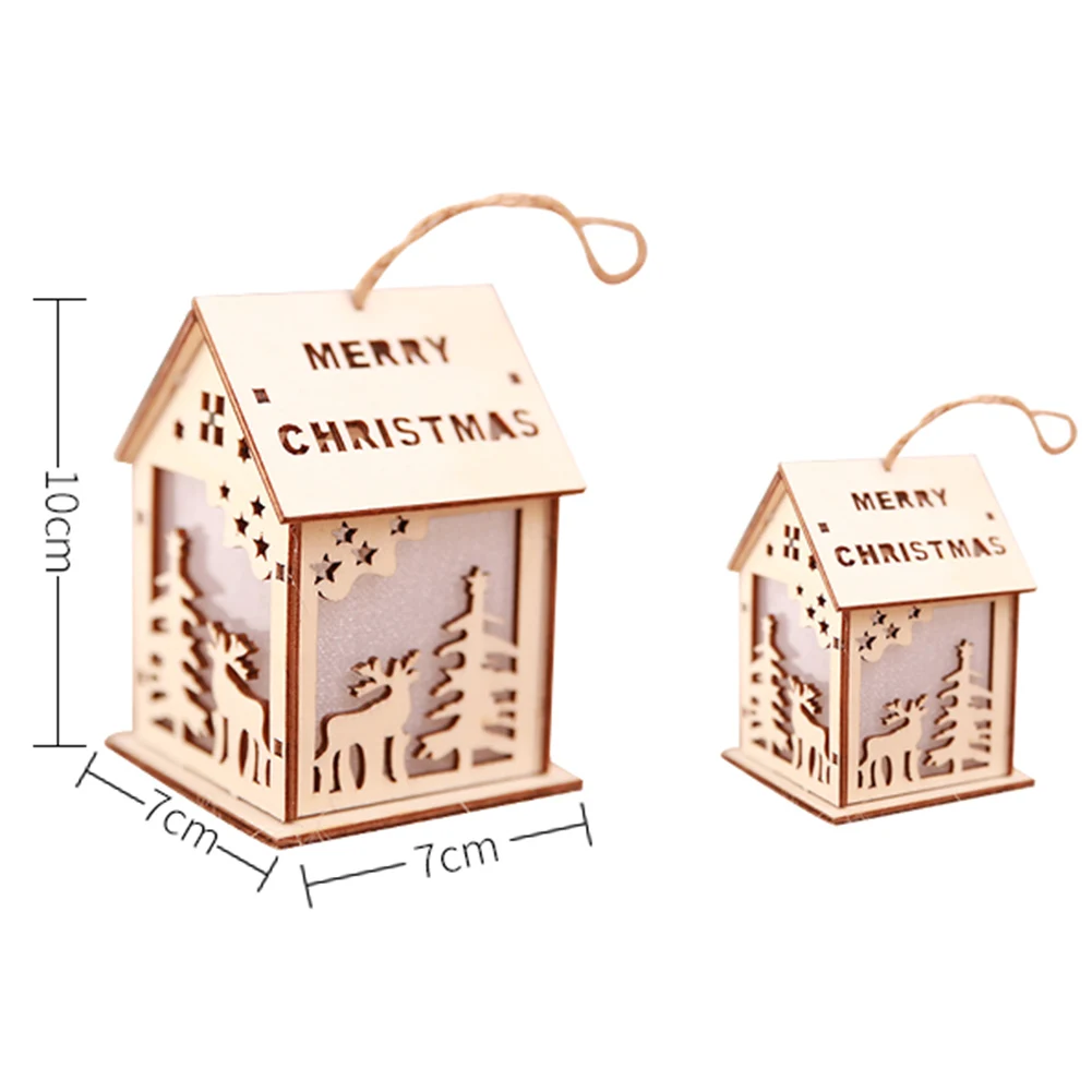 

Festival LED Lights Ornaments Wood House Night Light Hanging Ornaments Cabinet Decorations for Home Party Decor New Year Gift