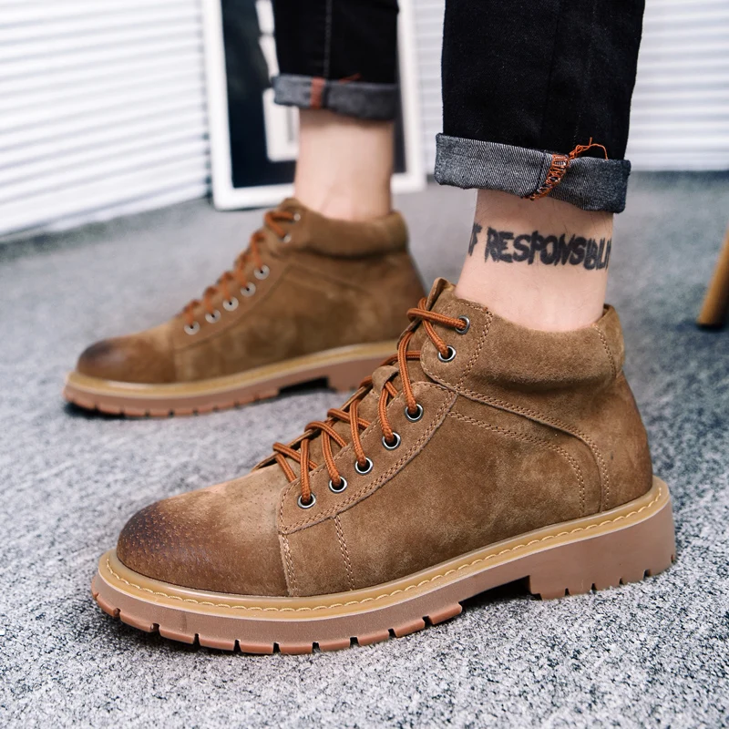 

italian design men leisure cowboy boots natural leather tooling shoes outdoor desert boot ankle botas zapatos de hombre botines