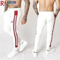 rainbowtouches new spring and autumn casual fitness length trousers mens training sports running solid color pencil pants
