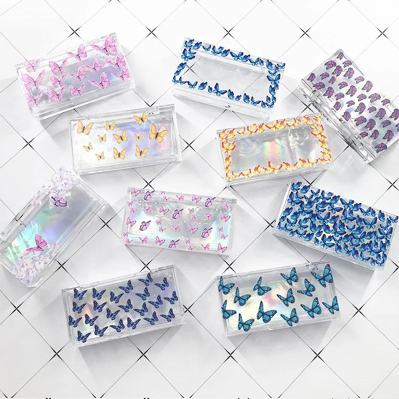 Оптовая цена упаковка для ресниц 25 мм 3D норковые ресницы с принтом бабочки