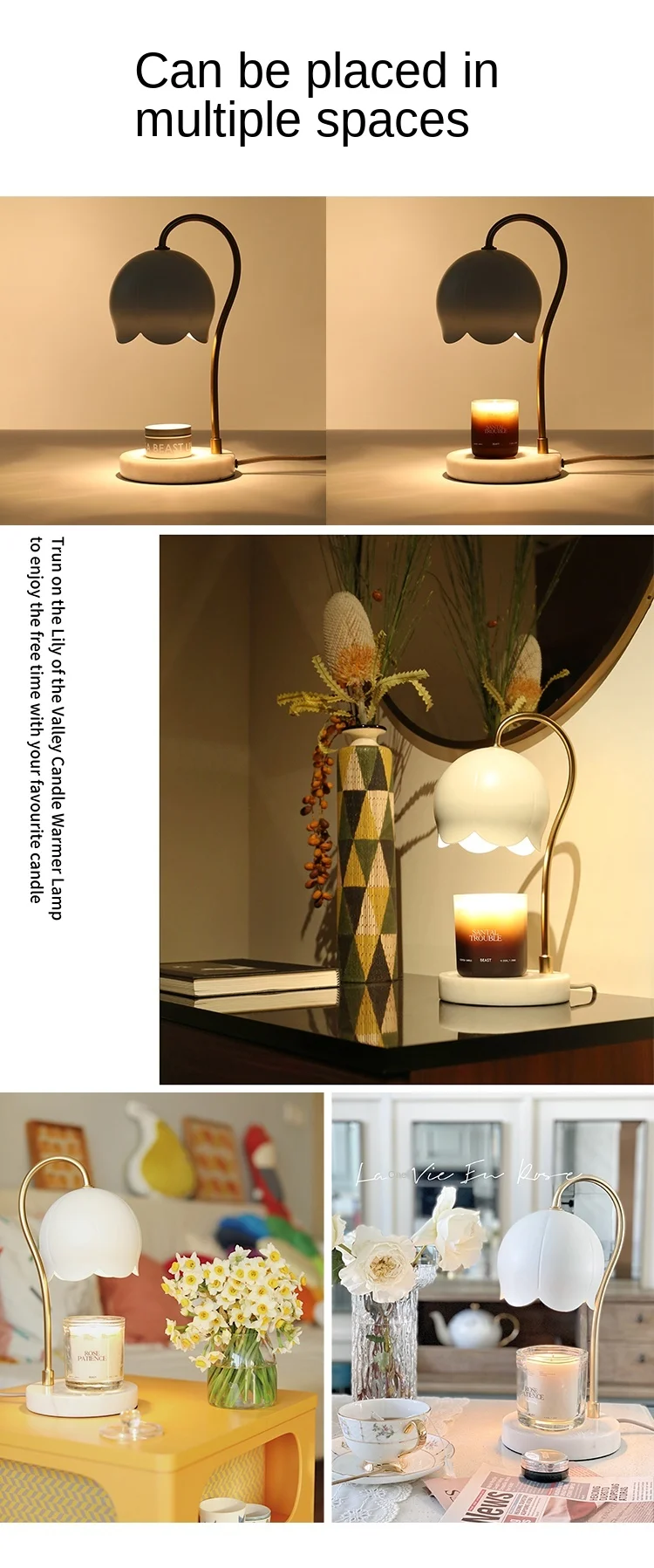 

zq Yougu Linglan Marble Aromatherapy Wax Melting Lamp Candle Light Luxury Metal Ornaments