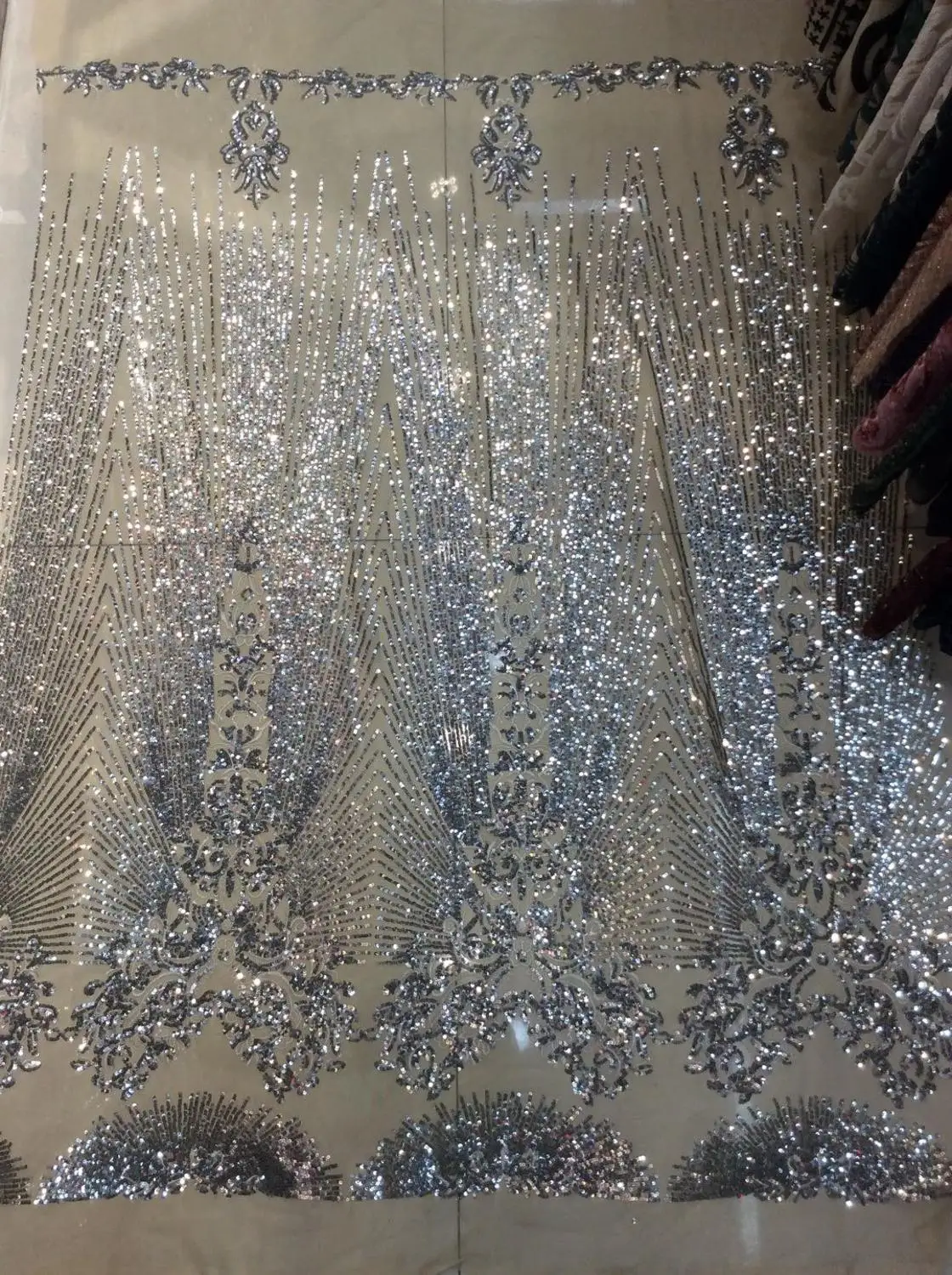 5 ярдов/партия модная французская сетчатая кружевная ткань с блестками для