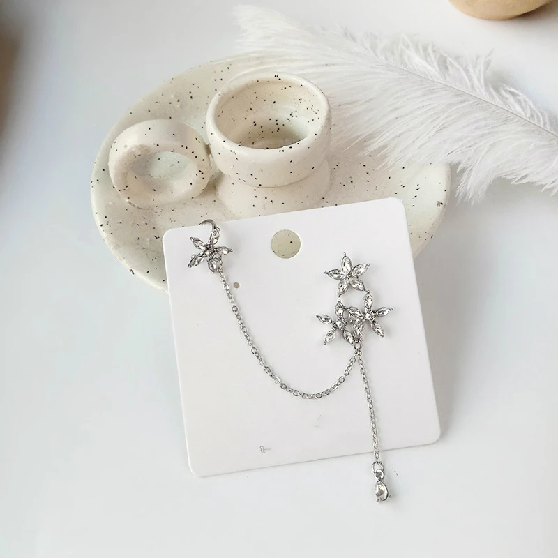

New Earings Fashion Jewelry Asymmetric Flower Ear Clip Oorbellen Earrings For Women Statement Earrings Wholesale Bijoux Femme