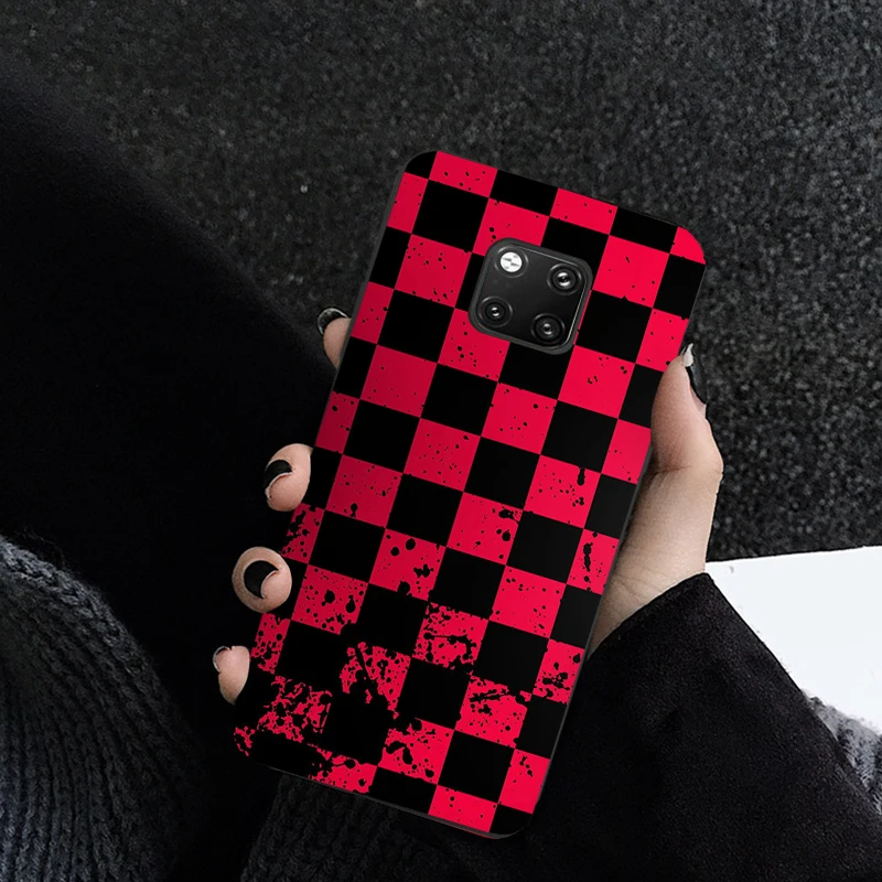 Силиконовый мягкий чехол для Huawei Mate 20 30 P20 P30 Pro Lite Honor10 красная черная мозаика