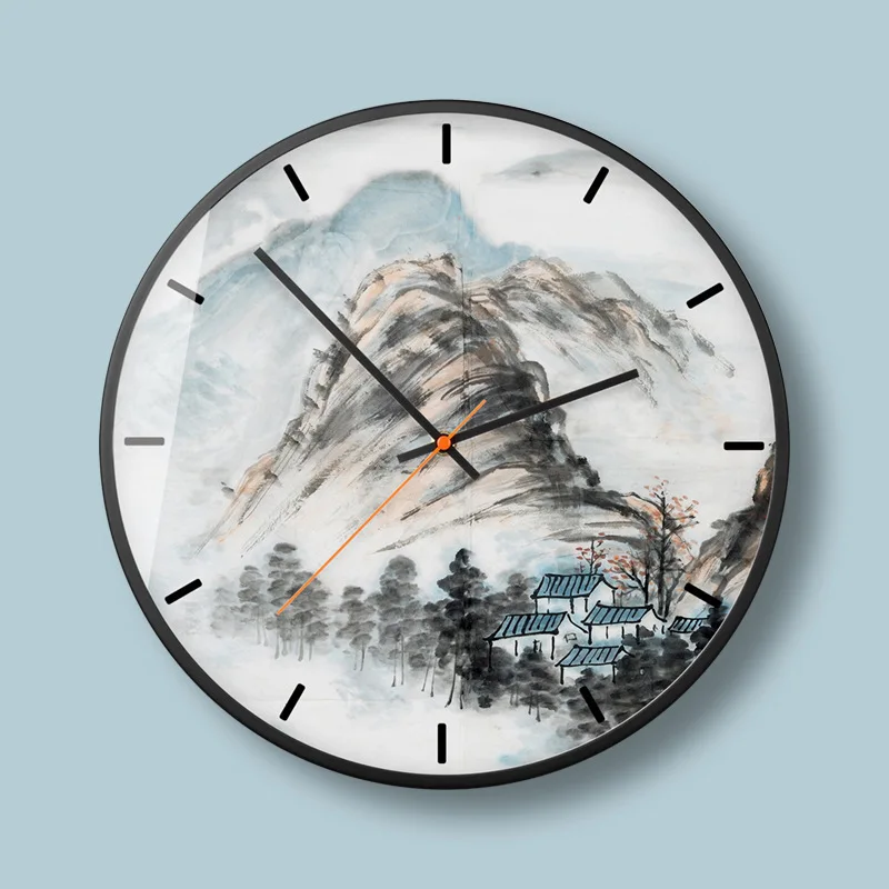 

Classical new Chinese wall clock literary style decorative wall clock feng shui personality clock mute wall clock