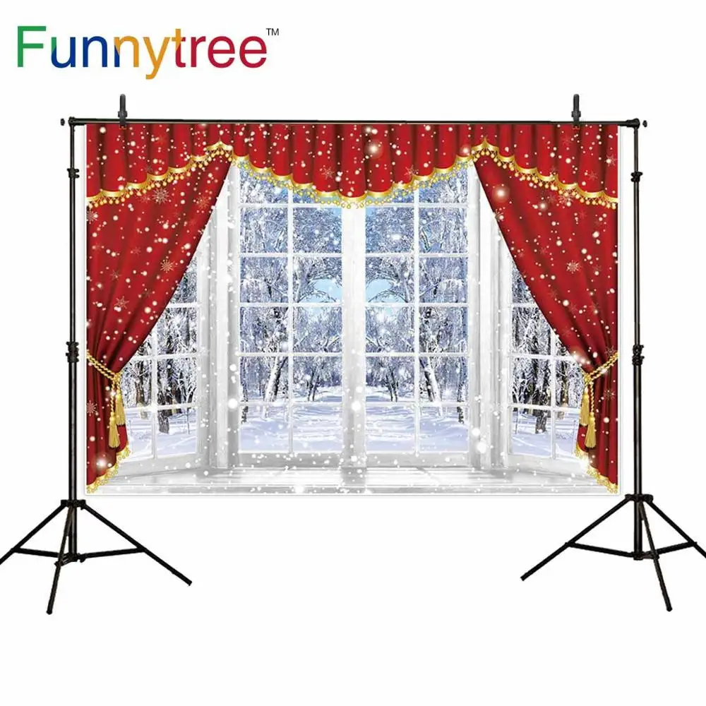 Funnytree фотостудия фото фон замороженный зимний занавеска окно снежное дерево