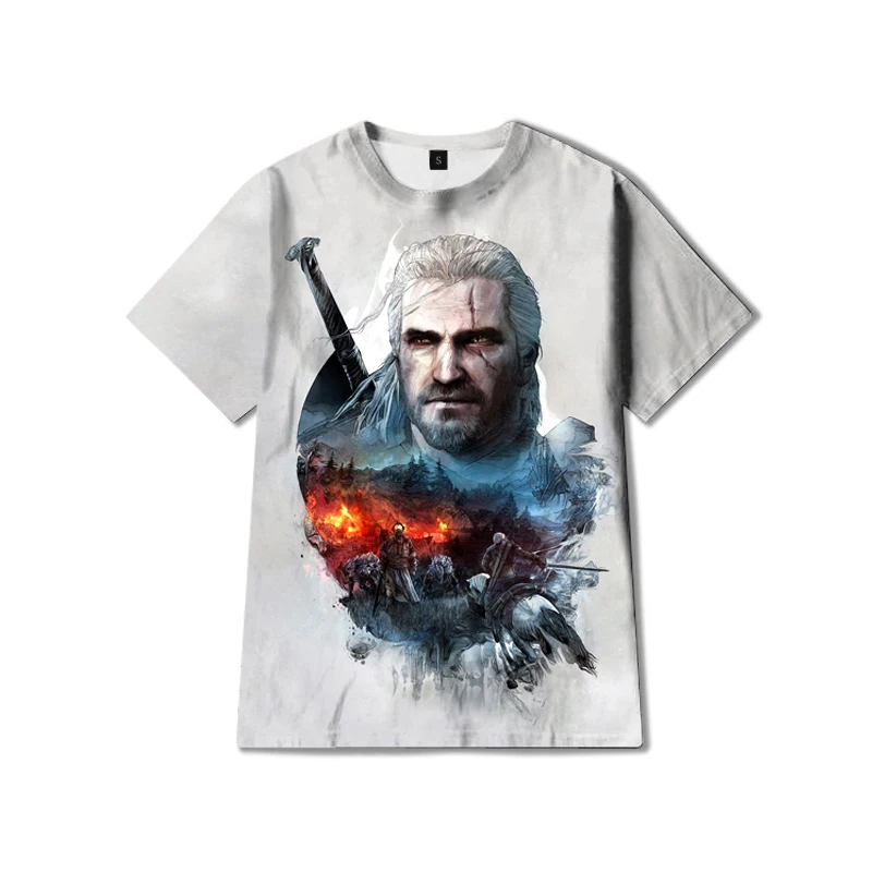 

2021 Summer Comfort 3d Printed Men's Short Sleeve T-shirt, Wiedzmin Geralt 3d Printing Loose Cool Short Sleeves