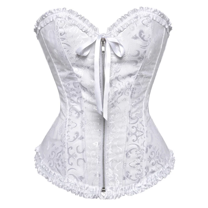 

corsets and bustiers tops sexy women green white black white brocade corset zip vintage style corselet overbust ladies