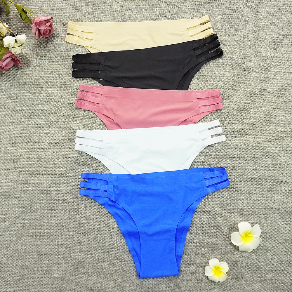 Женские Бесшовные трусики стринги сексуальные интимные танга из ледяного шелка