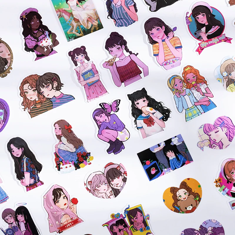 

50 pcs/lot Kawaii girl Stickers aesthetic diy Decorative Scrapbooking material Sticker Diary Planner handmade Craft Supplies