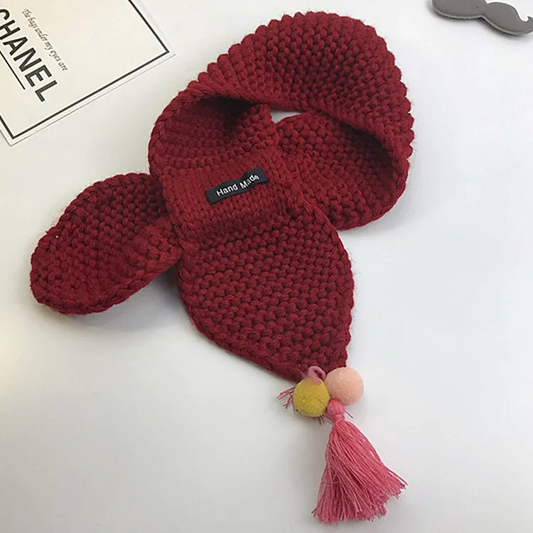 Шарф для девочек и мальчиков зимний теплый шарф однотонная Вязаная Шаль