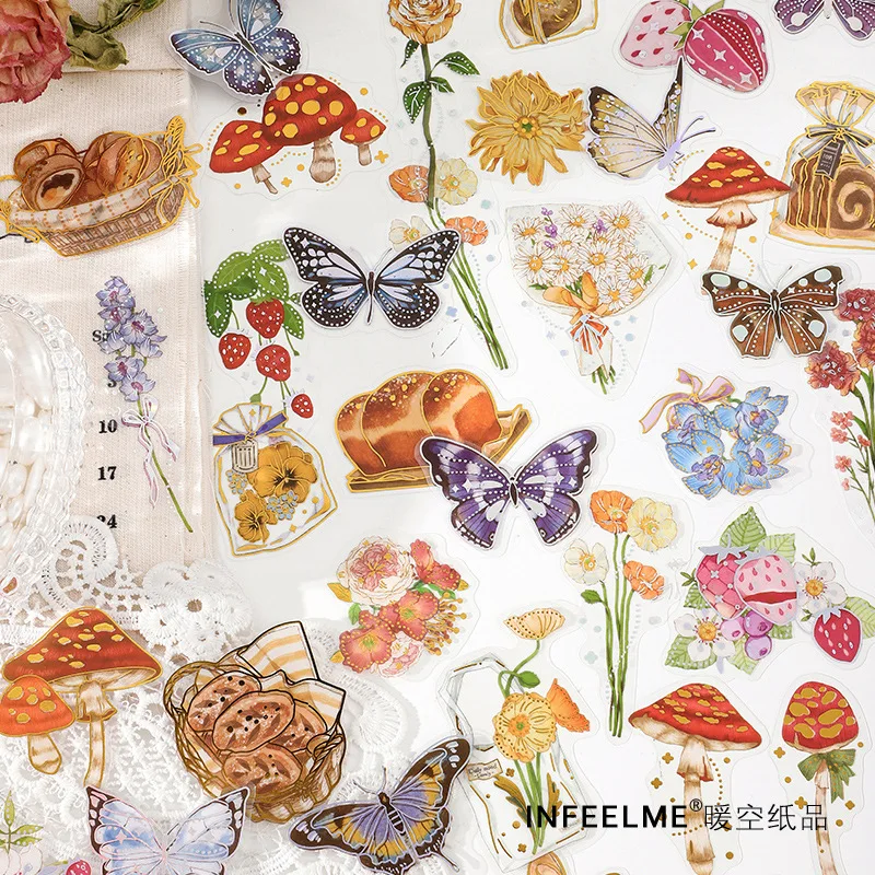 

Ins Style PET Stamping Laser Sticker Pack Garden Picnic Series Creative Manual DIY Decorative Sticker