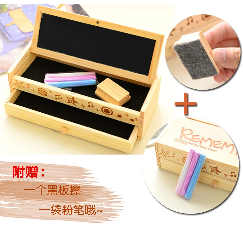 Двухслойный креативный Деревянный чехол для карандаша с искусственными