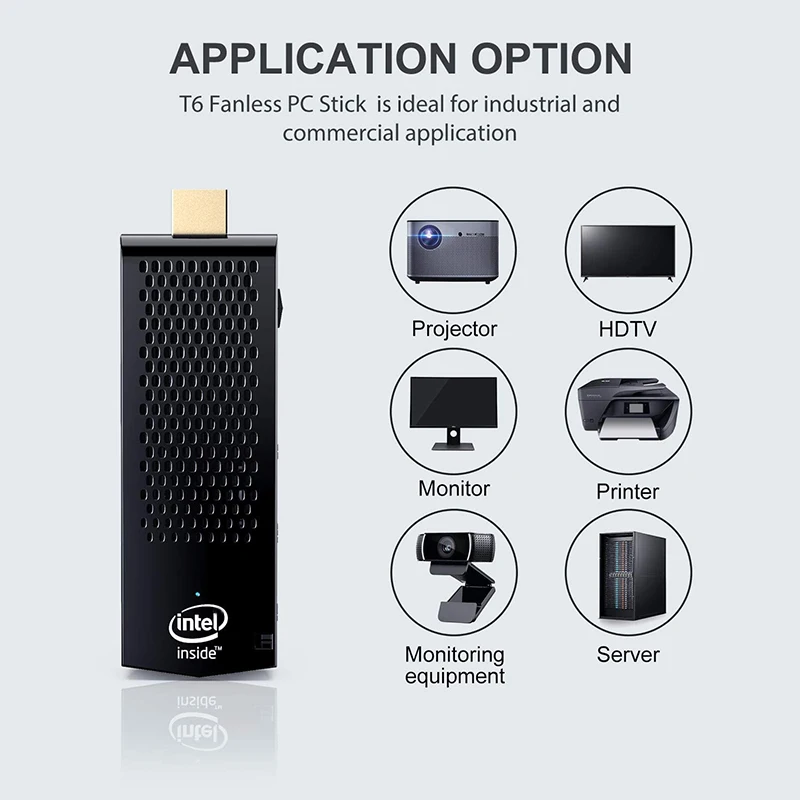 Fanless Mini PC, Z8350 Computer Stick for Windows 10,4GB DDR 64GB EMMC,4K HD,Bluetooth 4.2,Dual Band WiFi AC,EU Plug