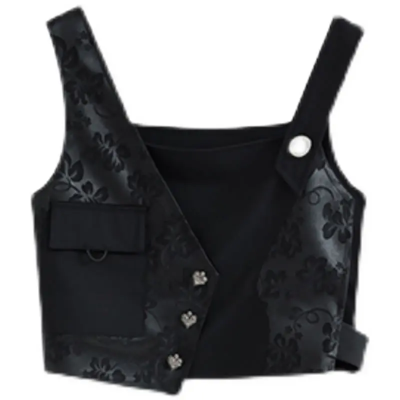 

XITAO Sexy Tanks Fashion New Women Strapless Backless Pocket Print Pattern 2021 Spring Autumn Loose Minority Tanks WLD6144