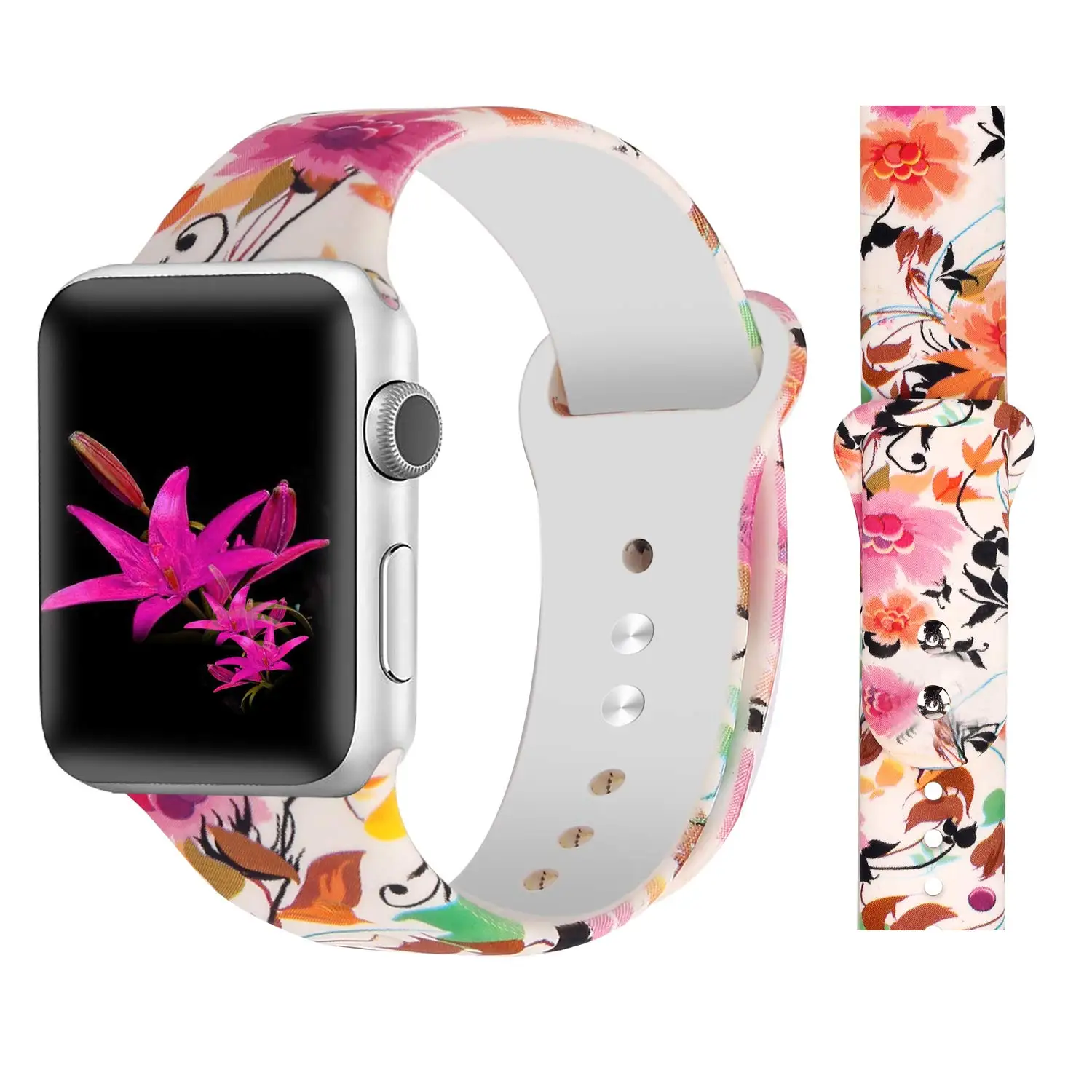 Печатные силиконовый ремешок для наручных часов Apple Watch 38 мм/40 мм 42 мм/44 мм спортивный ремешок для наручных часов iwatch серии 4/3/2/1 Смарт-часы браслет