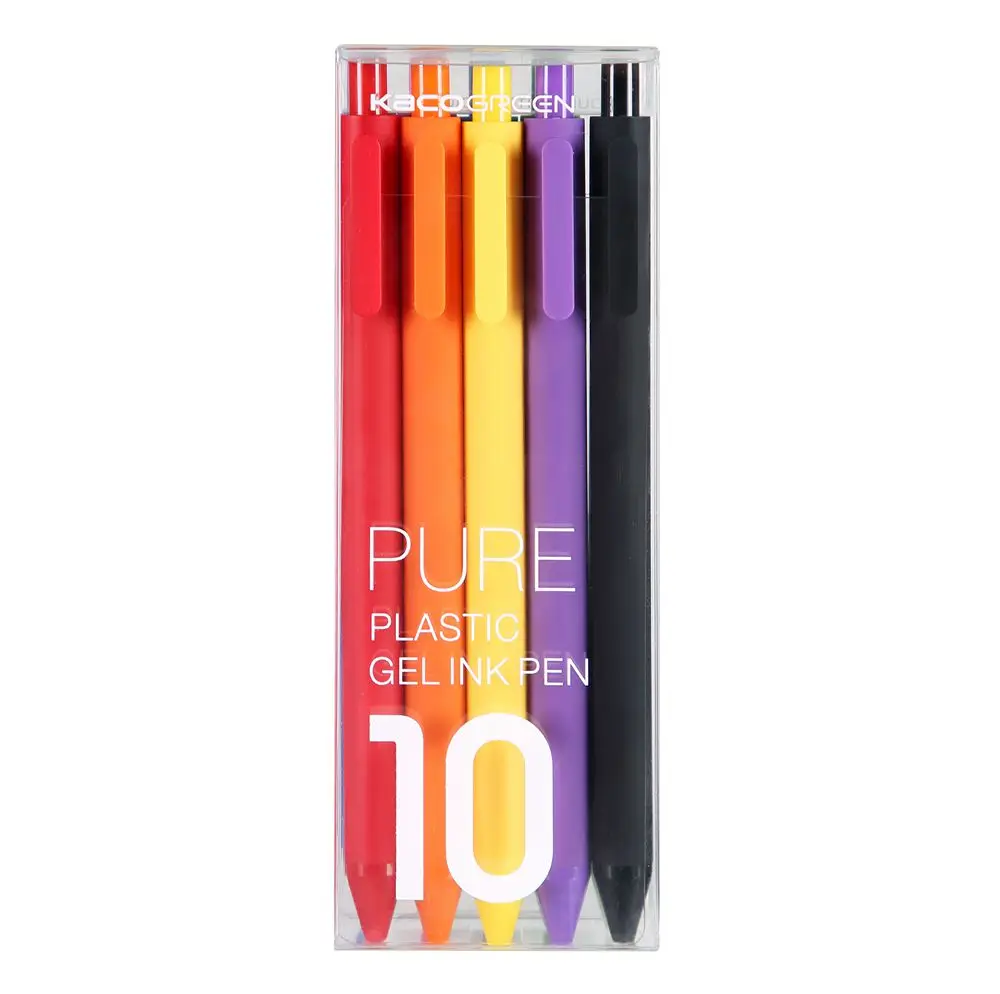 10pcs Colored Ink KACO мягкое касание выдвижные гелевые чернила ручки 0,5 мм тонкой точки Радуга Ручка - Цвет: 10pcs Colored Ink