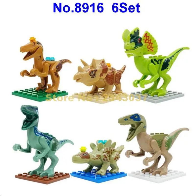 Sl8916 игрушечные строительные блоки из фильма динозавр Юрского периода 6 шт. T-rex Raptor
