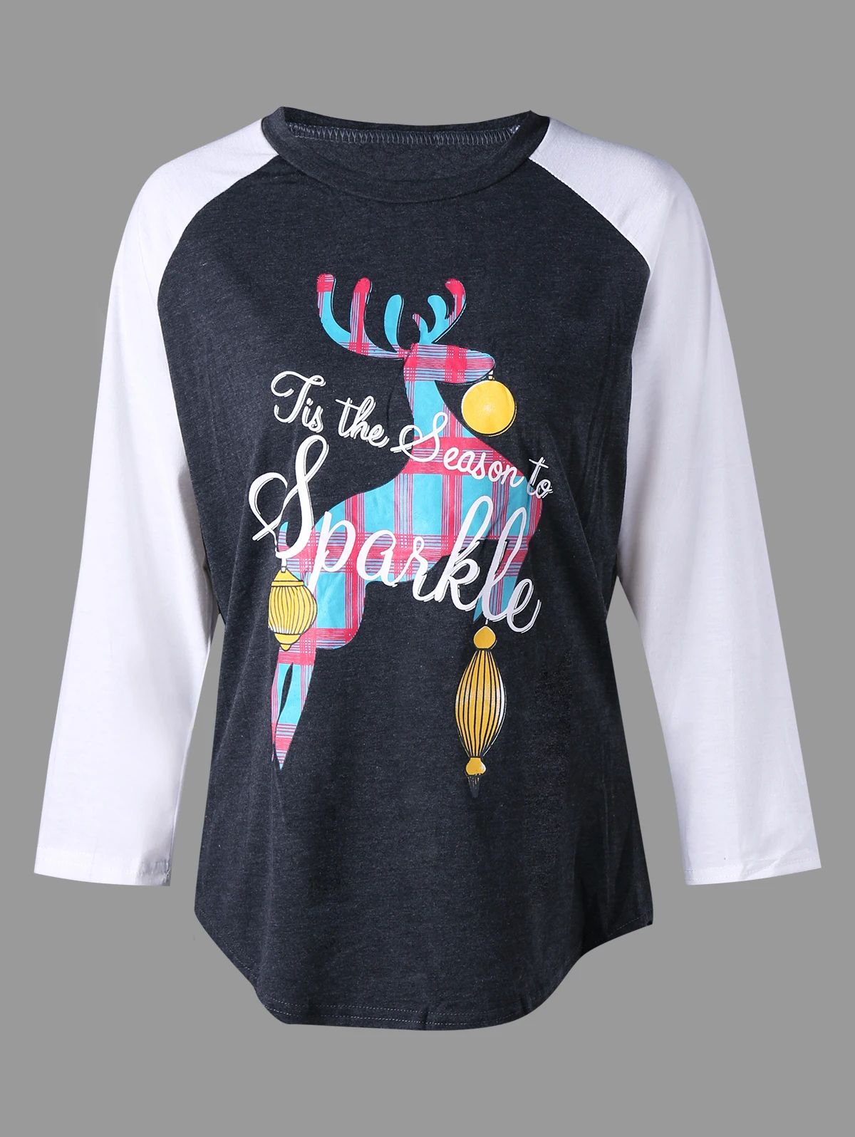 ROSEGAL олень и письмо печати реглан футболка с длинными рукавами круглый вырез